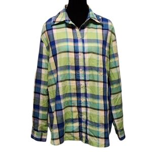 Allison Daley - plaid green and blue button-down long sleeve size 16